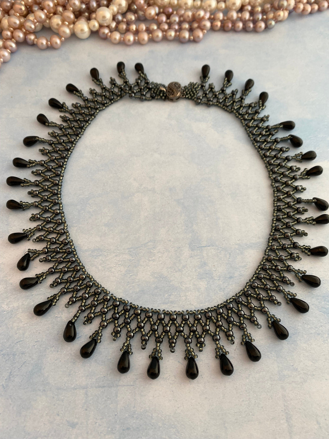 Diverse juwelen Zwarte kraag, elegante ketting Zwarte kralenketting Elegante zwarte ketting Zwarte accessoire Black necklace